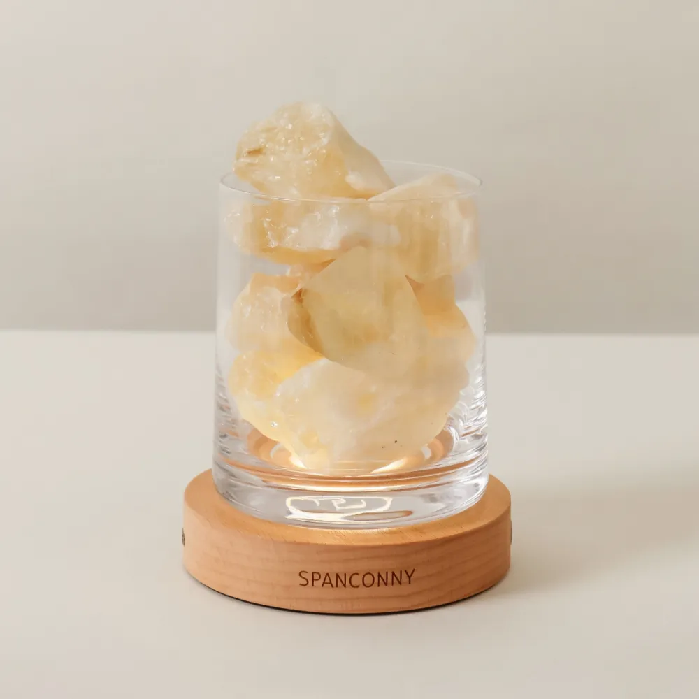 【SPANCONNY 飾品控】聚財自信 l 黃水晶 / 櫸木燈座 l 水晶氣氛燈(桌燈/小夜燈/水晶燈)