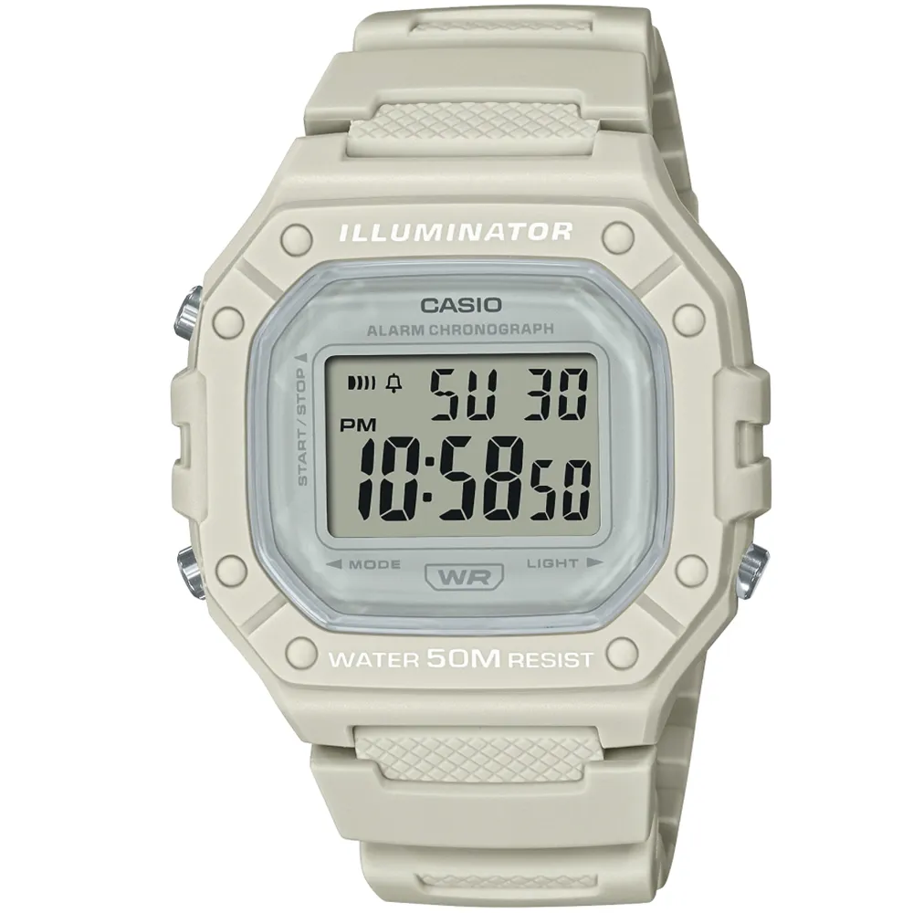 【CASIO 卡西歐】卡西歐多功能粉系大型電子錶-粉白(W-218HC-8A 台灣公司貨全配盒裝) 雙11