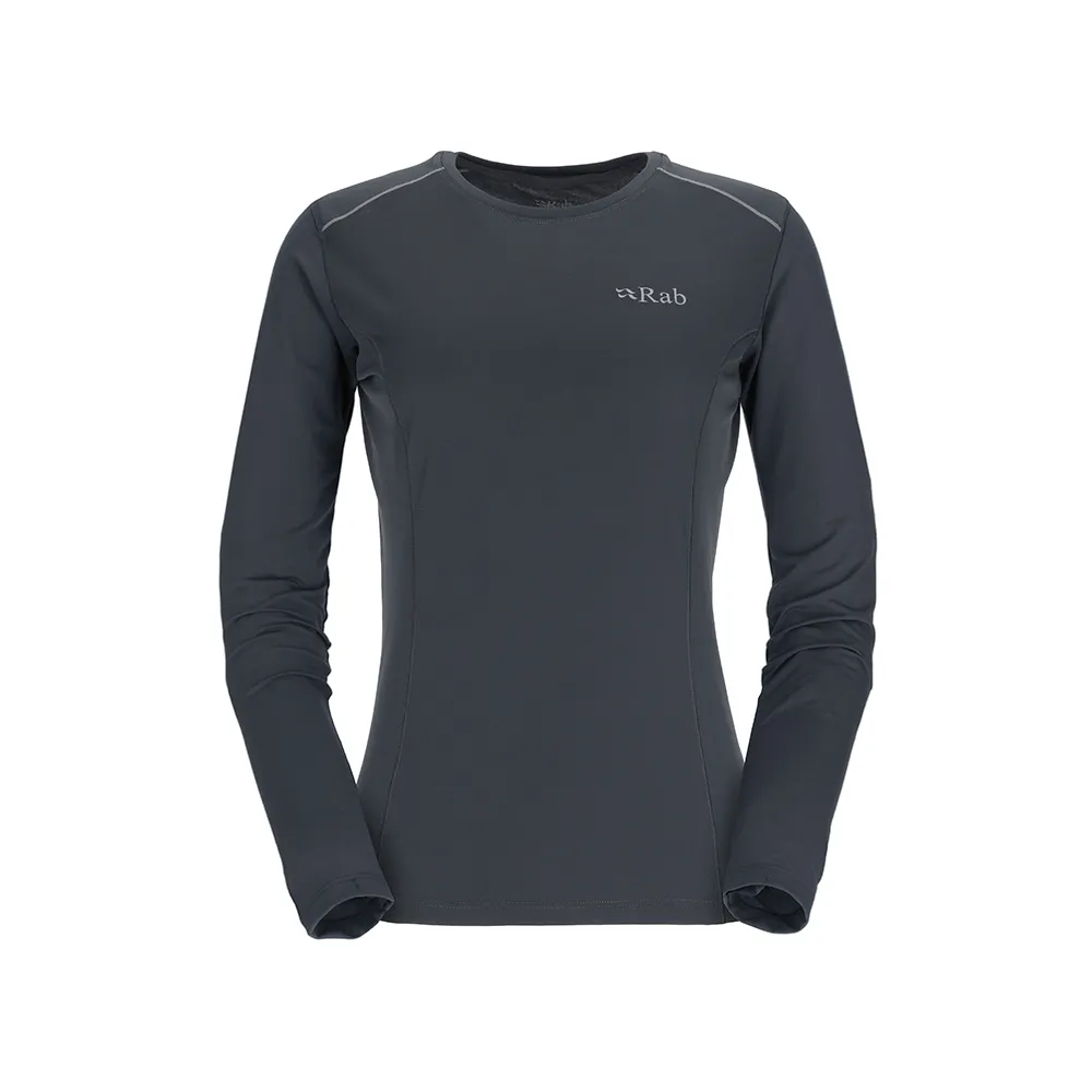 【RAB】Force LS Tee Wmns 長袖透氣排汗衣 女款 鯨魚灰 #QBL08