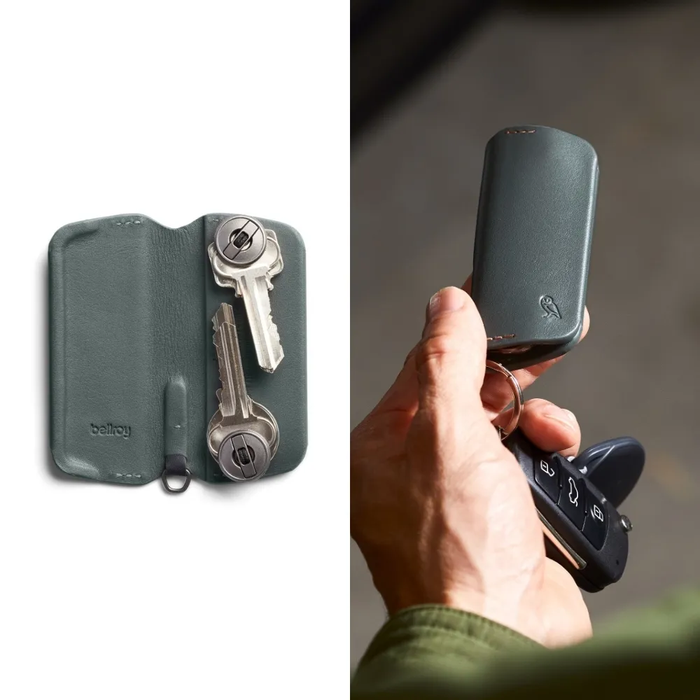 【Bellroy】官方直營 Key Cover Plus 皮革鑰匙套 - 大(墨灰綠/鑰匙包/包配件)