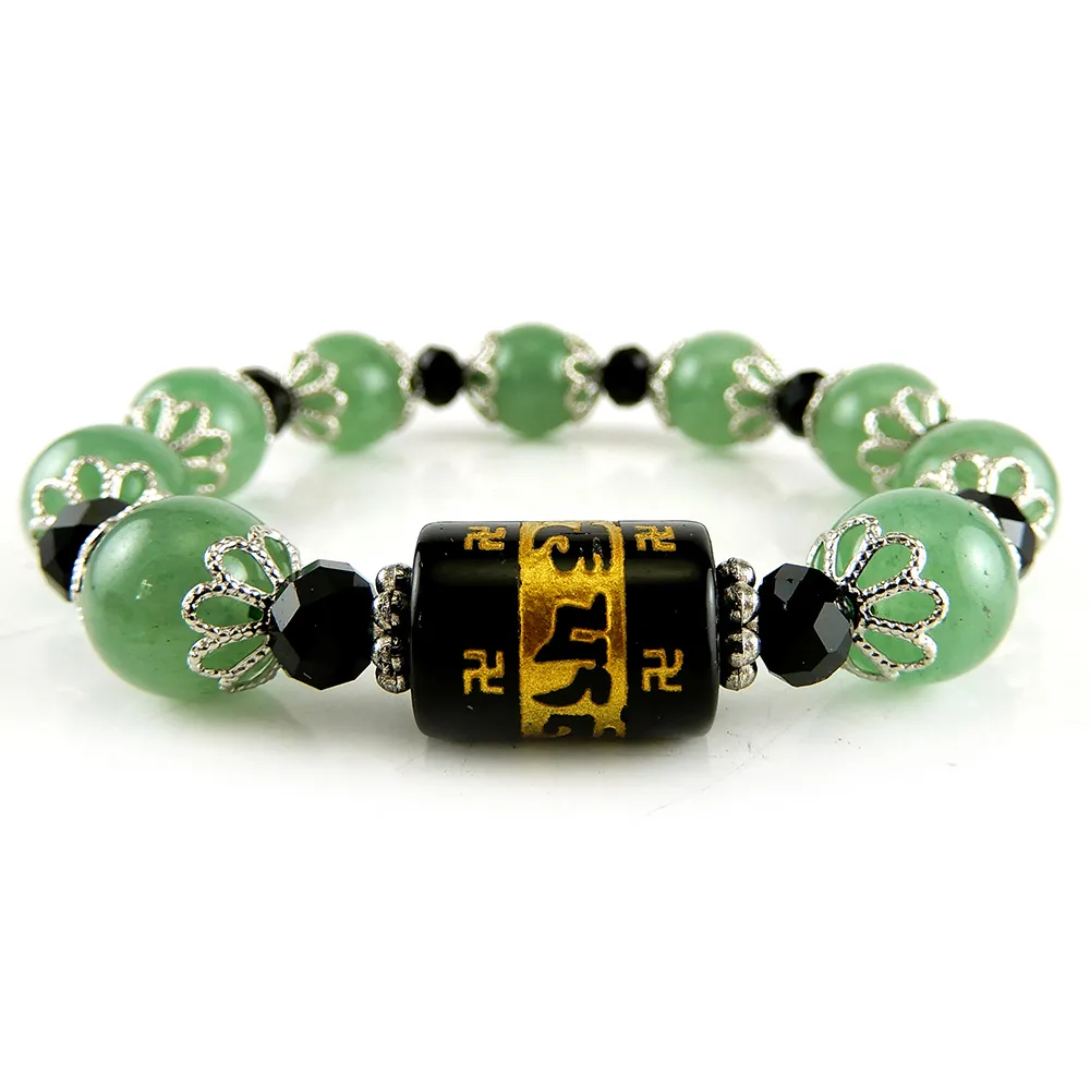 【GemMaker 頑石睛萃】六字大明咒綠東菱手珠(10mm)