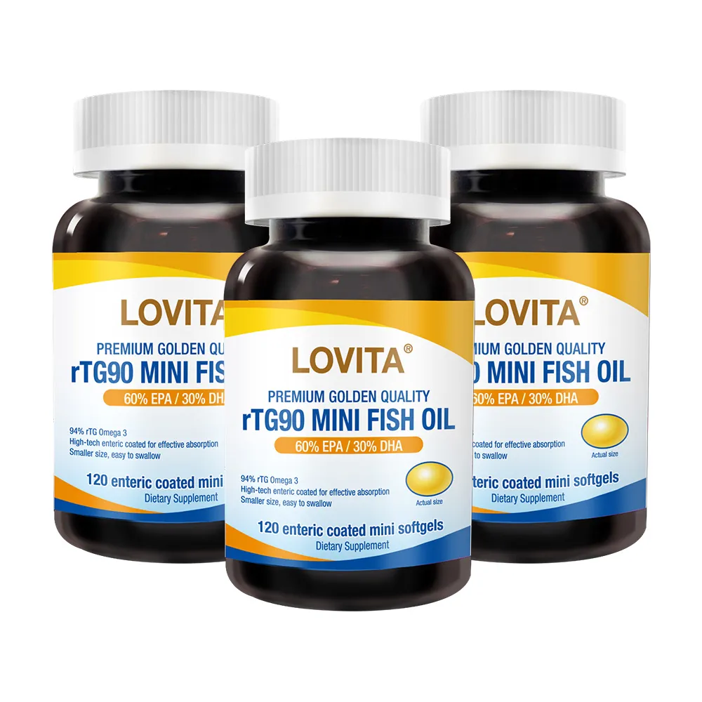 【LOVITA 愛維他】94%緩釋迷你魚油膠囊 3入組 共360顆(美國原裝進口)