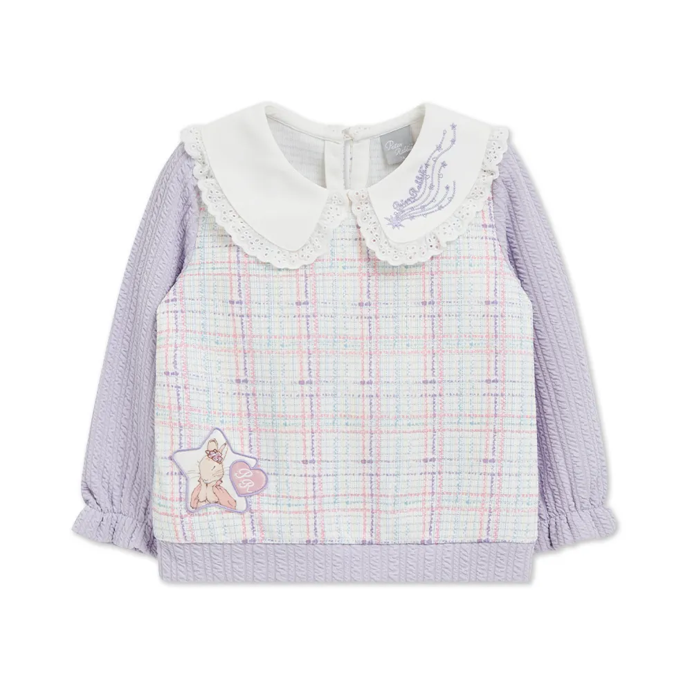 【奇哥】比得兔 女童裝 心願比得氣質蕾絲領長袖上衣(6-8歲)