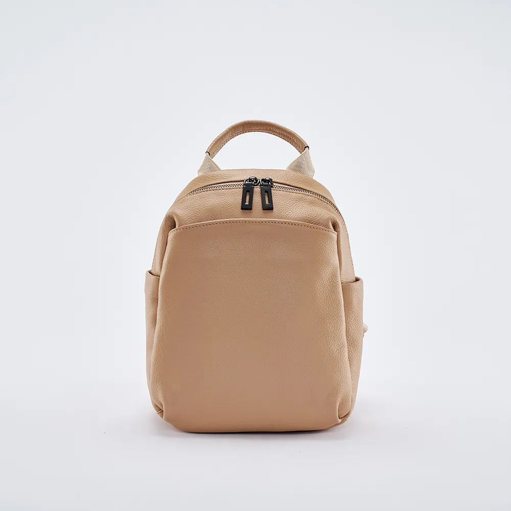 【OCTAVIA 8】雙11 OCTAVIA8 真皮- 童心粉彩系列 小型牛皮後背包 - 迷你奶杏(OCTAVIA 8 真皮新品
