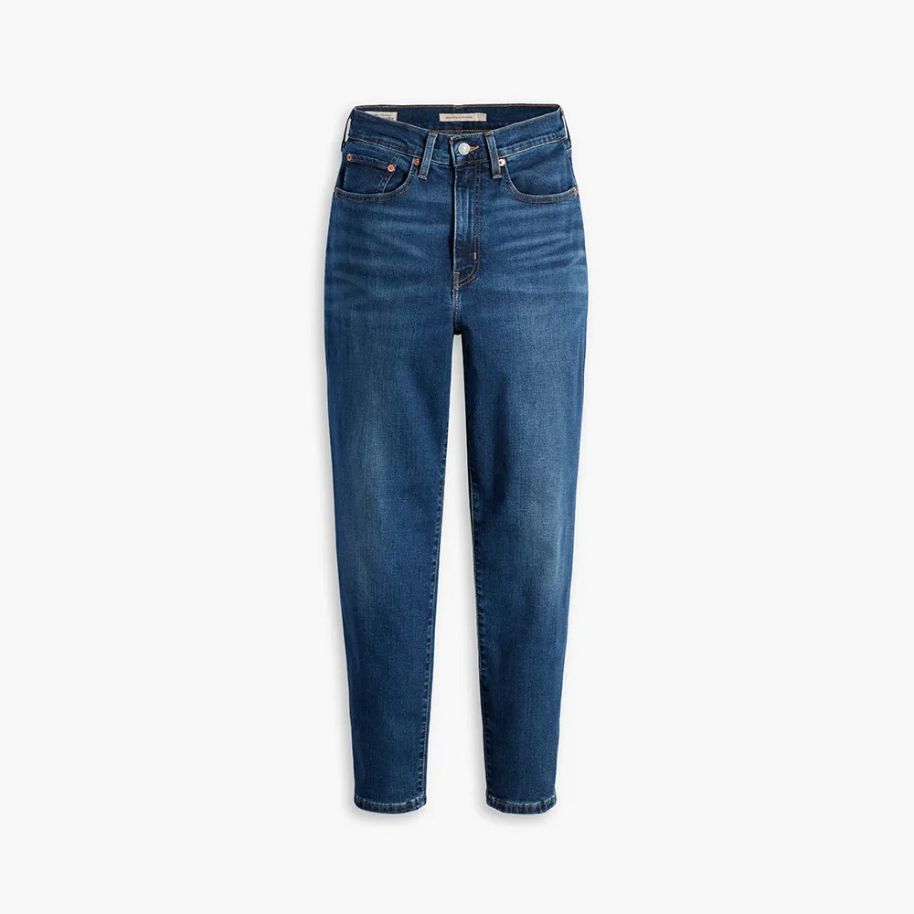 【LEVIS】女 上寬下窄 高腰修身窄管牛仔長褲/深藍染水洗/天絲棉/及踝款 彈性 熱賣單品 85873-0114