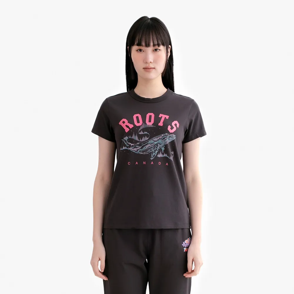 【Roots】Roots女裝- AURORA ANIMAL CLASSIC 短袖上衣(碳黑色)