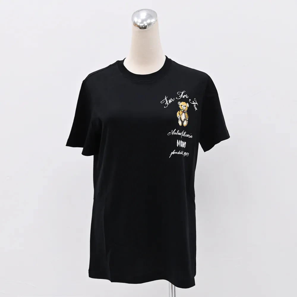 【MOSCHINO】簡約經典電繡小熊插畫LOGO棉質短T恤(黑)