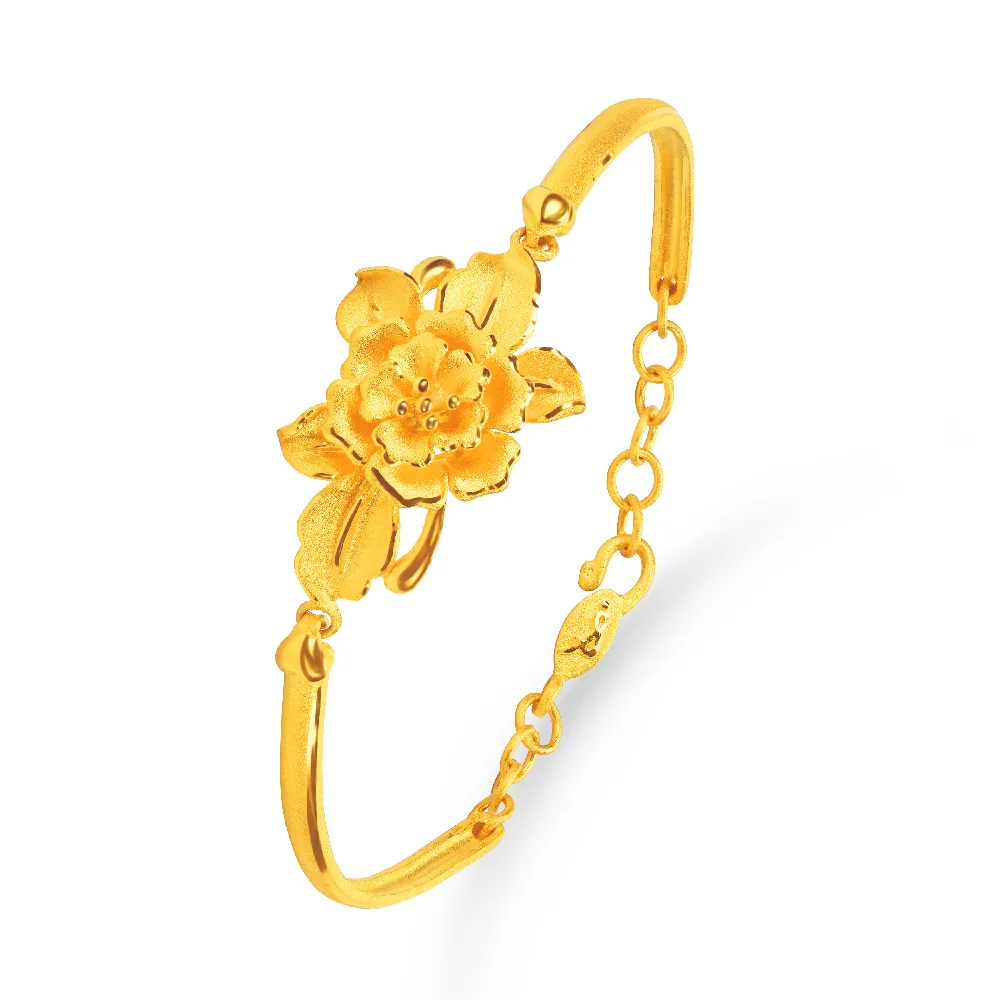【元大珠寶】黃金手鍊純金9999花好月圓(3.75錢正負5厘)