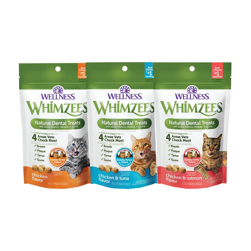 【Whimzees 唯潔】貓咪潔牙餅2oz*5包(貓咪零食、貓餅乾、成貓)