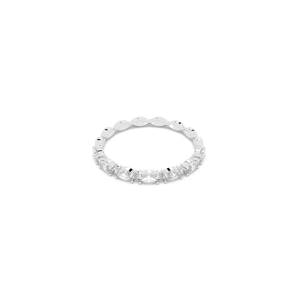 【SWAROVSKI 施華洛世奇】官方直營 Matrix Vittore 戒指 欖尖形切割 白色 鍍白金色(情人節禮物)