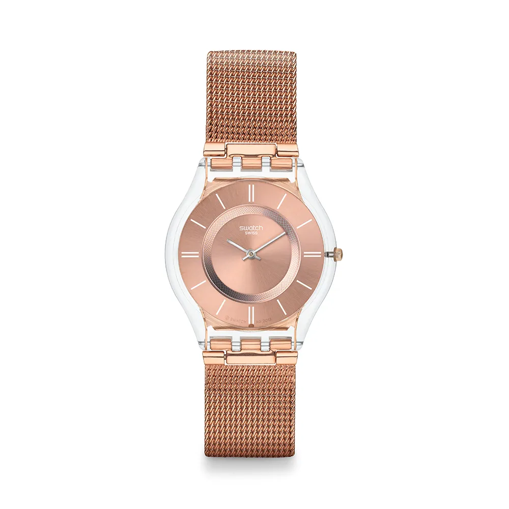 【SWATCH】HELLO DARLING 超薄金屬手錶/男錶/女錶/瑞士製造 SS08K104M(34mm)