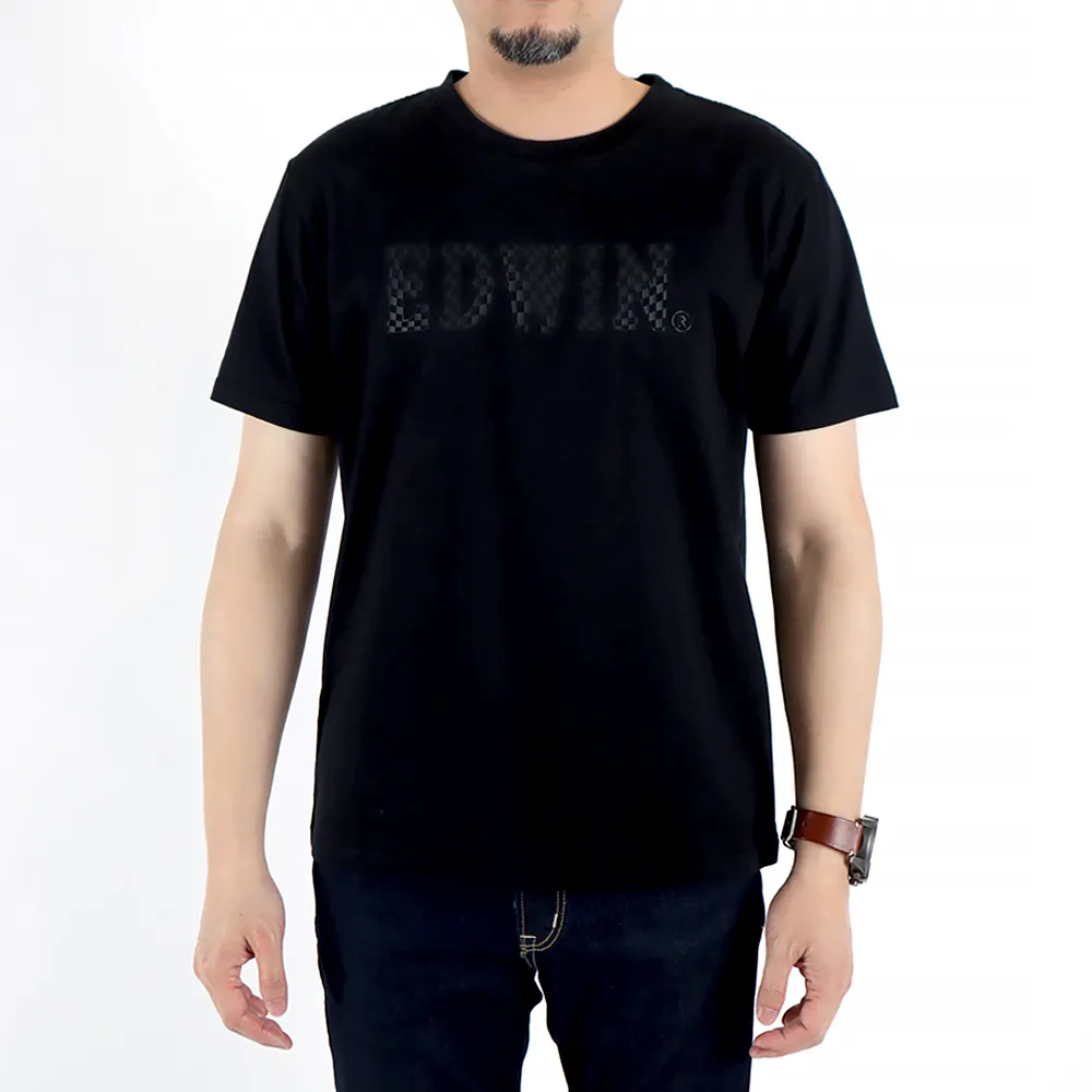 【EDWIN】男裝 人氣復刻款 賽車LOGO短袖T恤(黑色)