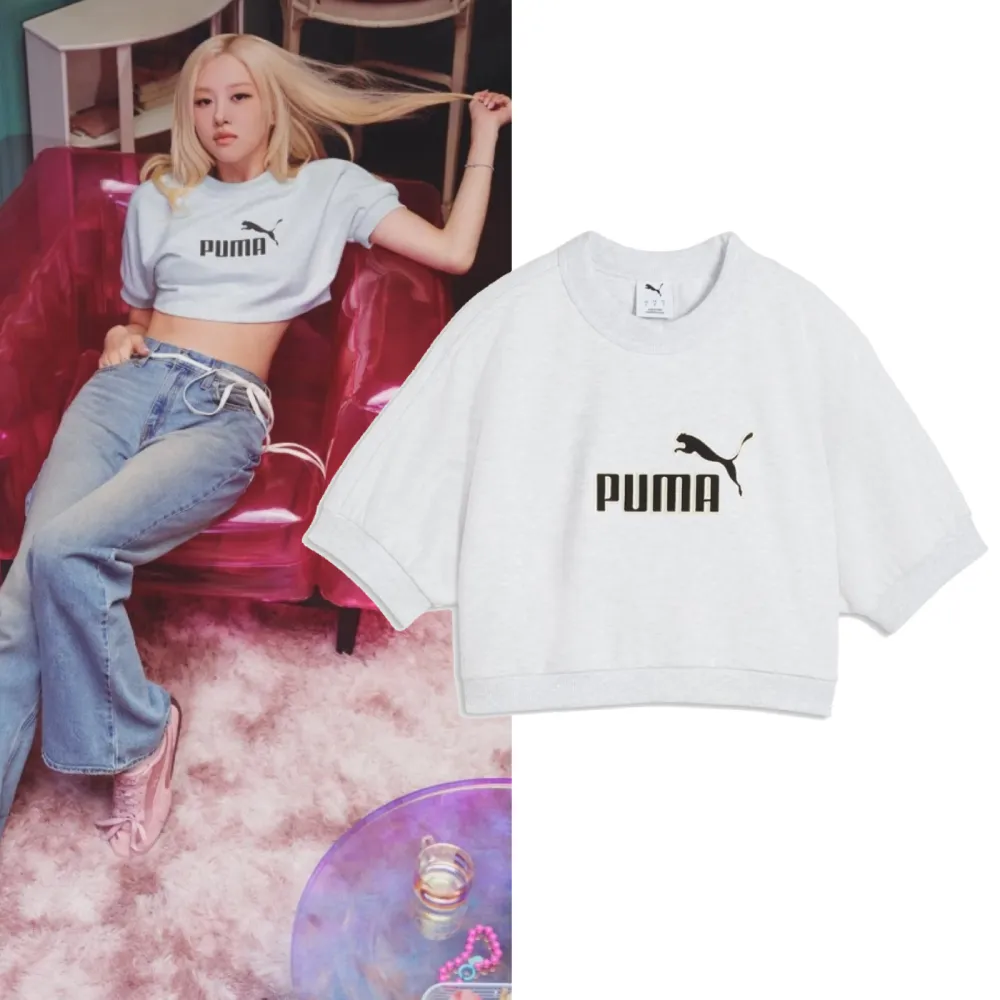 【PUMA】微短版上衣 Women Elevated ESS 灰 短袖 寬鬆 Rose著用 636645-05