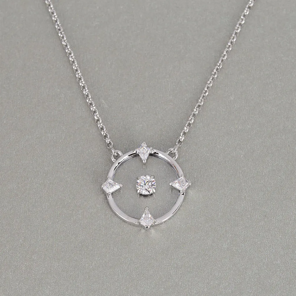 【SWAROVSKI 施華洛世奇】NORTH系列白銀晶鑽簡約圓片墜飾
