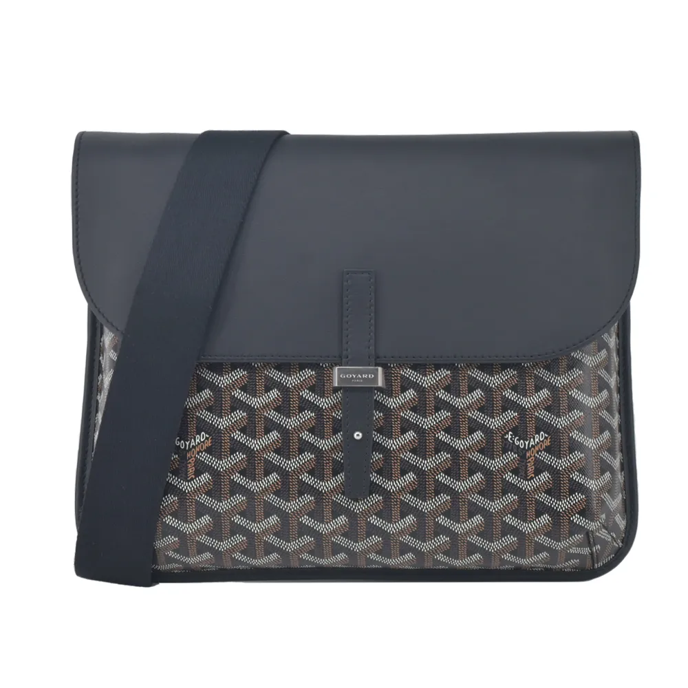 【GOYARD 高雅德】翻蓋皮扣郵差包(黑)