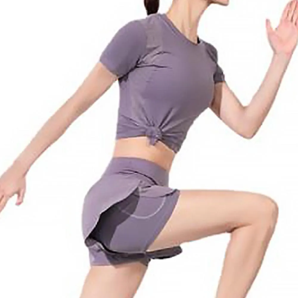 【Amhome】美女教練跑步瑜珈健身速乾網T防震防走光3件式運動短褲組#109944現貨+預購(4色)