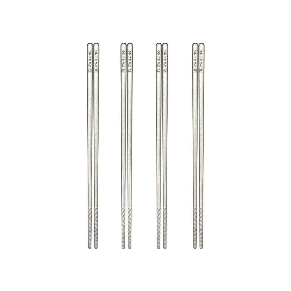 【ZWILLING 德國雙人】TITANIUM 純鈦輕量防滑筷子4雙組(德國雙人牌集團官方直營)