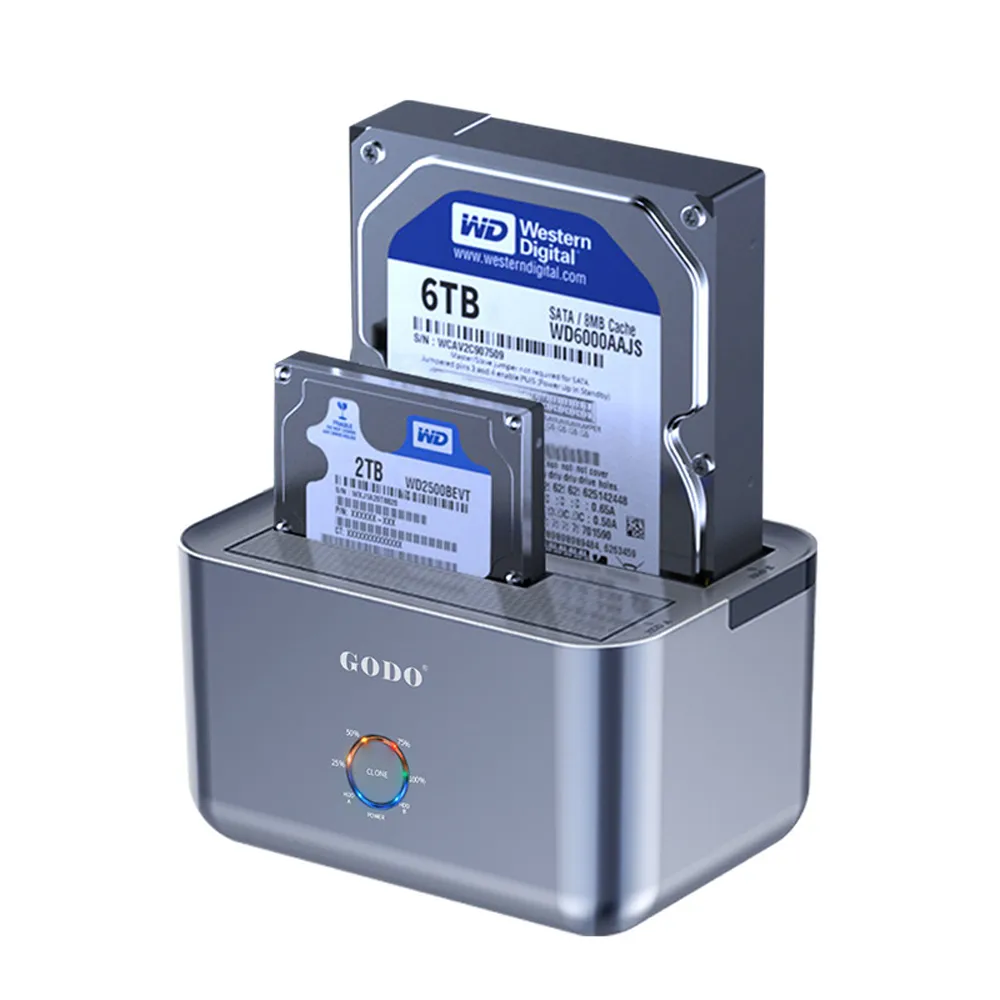 【GODO】USB3.0 Gen1 2.5/3.5吋SATA SSD硬碟拷貝機 雙槽移動硬碟外接盒 外置外接硬碟轉接盒 桌機筆電對拷機