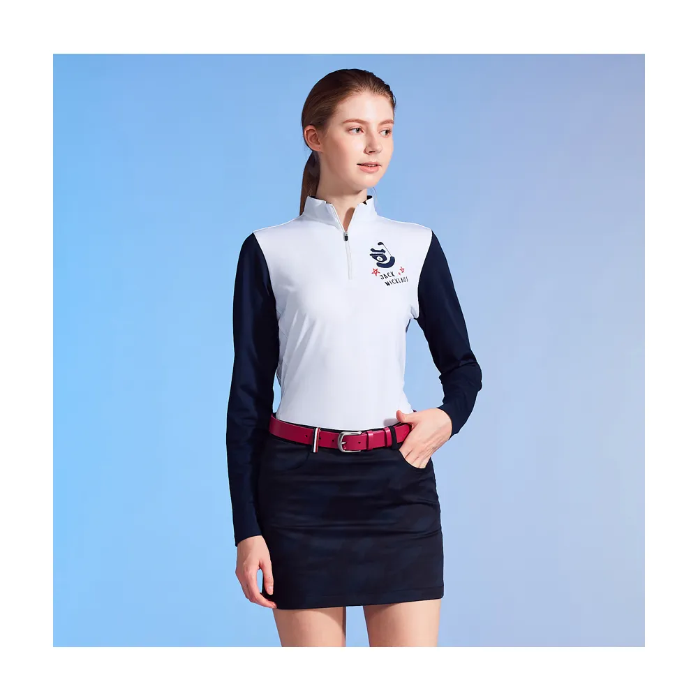 【Jack Nicklaus 金熊】GOLF女款裙襬小開叉短裙(深藍色)