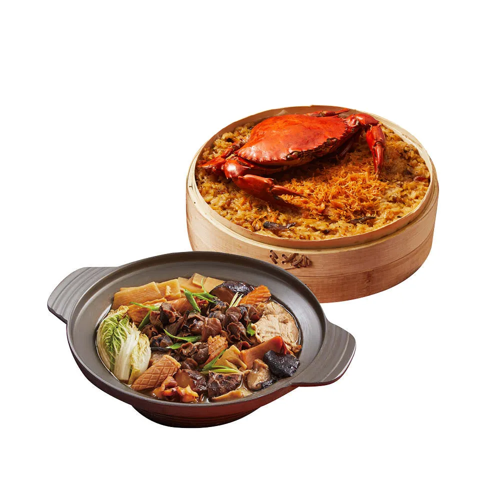 【錦霞樓】年菜2件組/紅蟳干貝米糕+魷魚螺肉蒜(年菜/賞星鮮嚴選)
