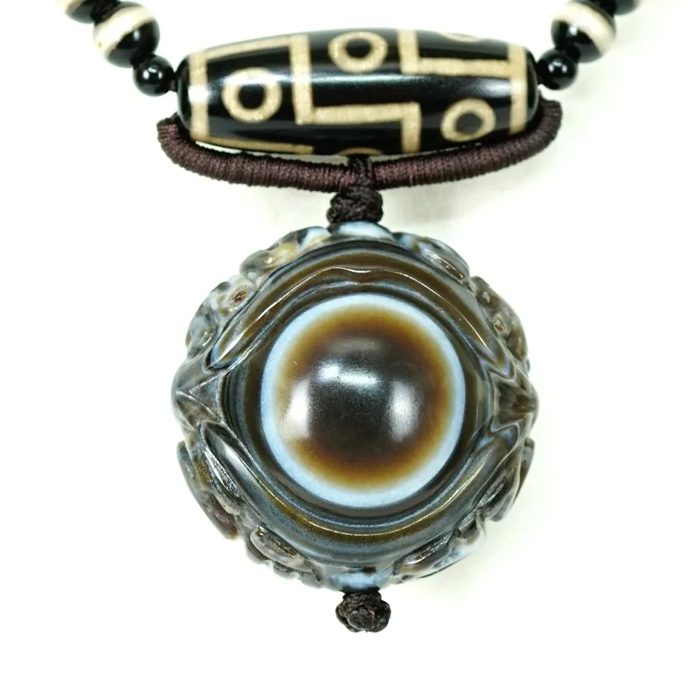 【藏珠家】精品38mm財咒天兩眼天眼天珠項鍊