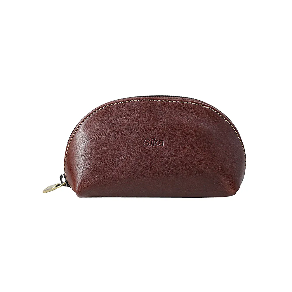 【Sika真皮手工包】雙11 半月形零錢包(真皮包包/A8263-02深咖啡)