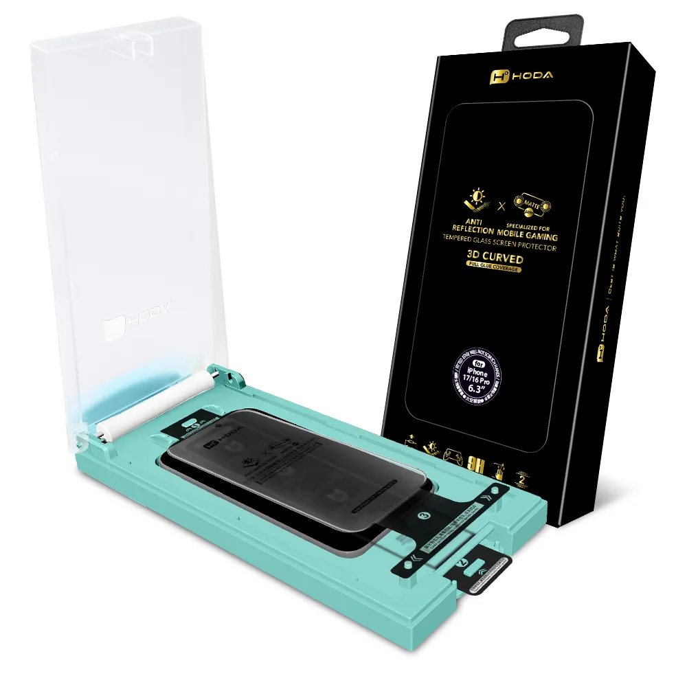 【HODA】iPhone 18 Pro/Pro Max 3D熱彎曲面 AR抗反射微米霧面無彩虹紋玻璃保護貼 附無塵滾輪太空艙