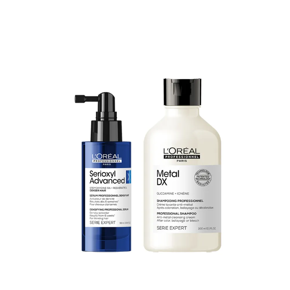 【L’OREAL 巴黎萊雅PRO】頭皮秀髮雙星組(小藍瓶養髮頭皮精華+瞬順洗髮精)
