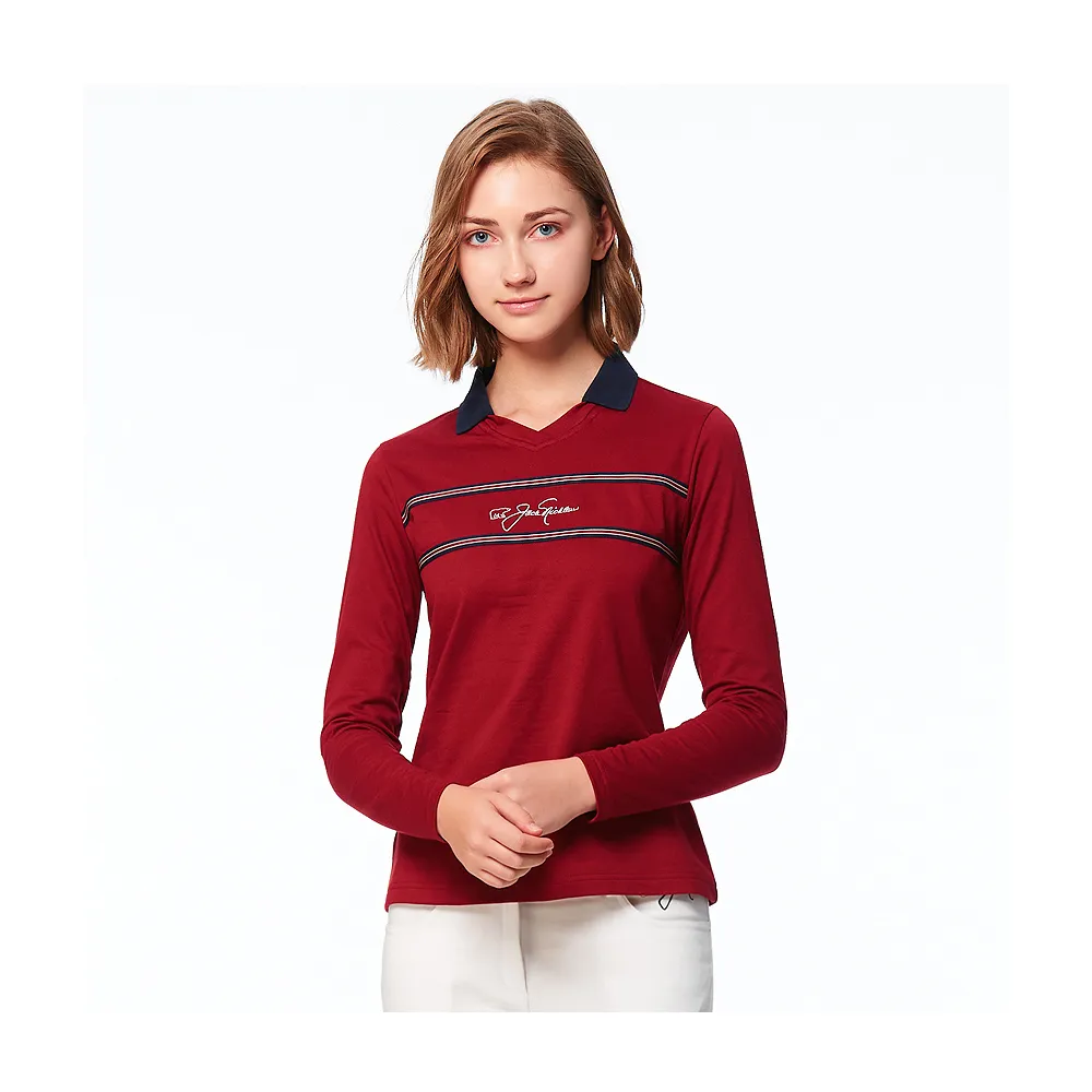 【Jack Nicklaus 金熊】GOLF女款健康素材有領T SHIRT(紅色)