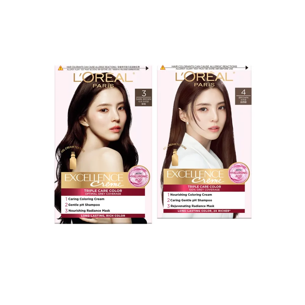 【L’OREAL Paris 巴黎萊雅】優媚霜三重護髮染髮霜/雙管染髮霜2入-韓韶禧PICK/沙龍級染護/12週持久遮白
