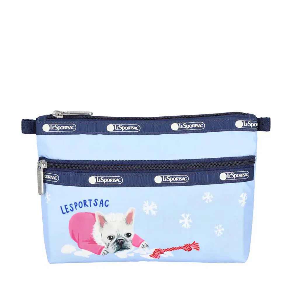 【Lesportsac】Cosmetic Clutch 雙層拉鍊收納化妝包 收納袋 盥洗包 送禮 禮物 推薦 女包(雪國汪星人)