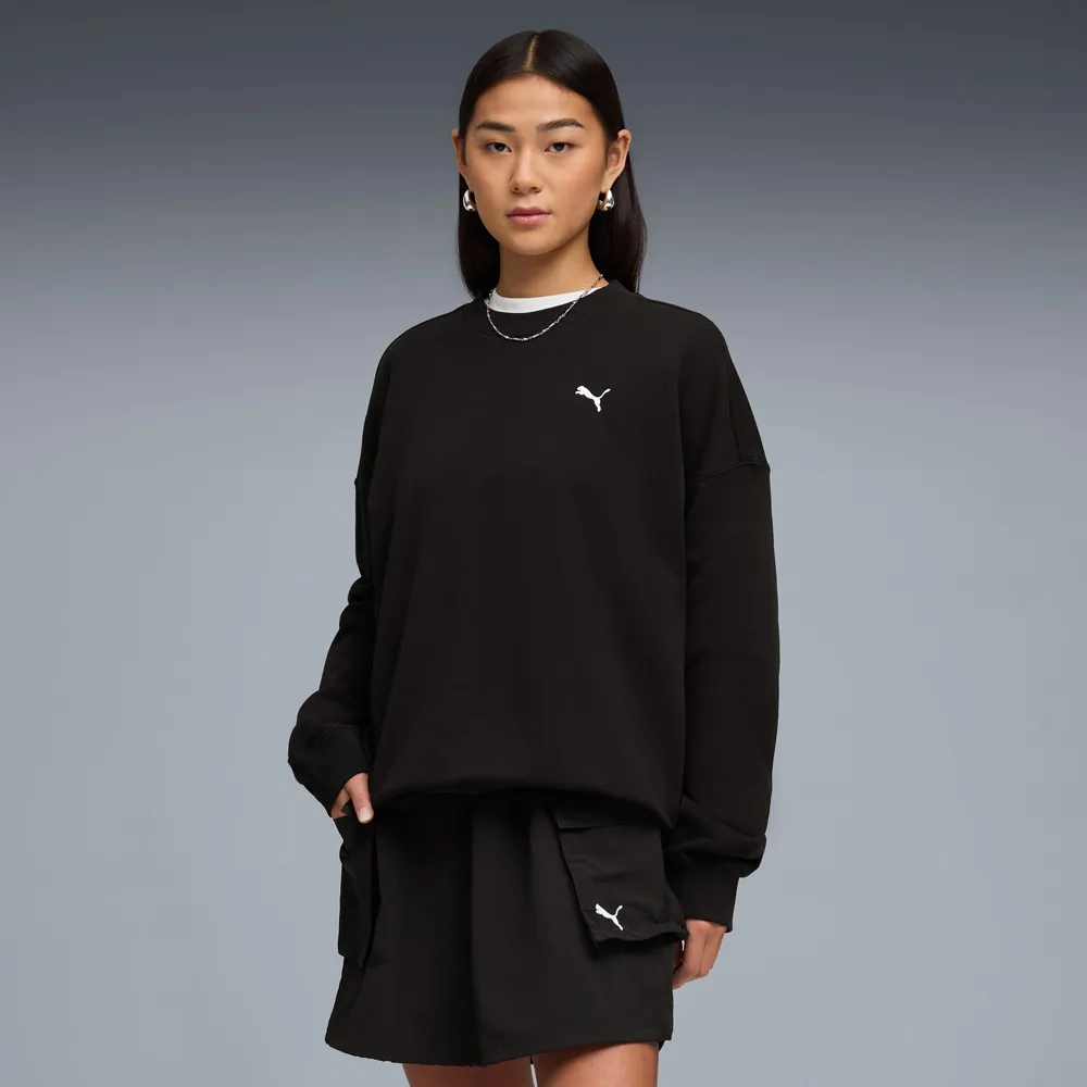 【PUMA】長袖上衣 女 寬鬆 歐規 ESS 黑 63603501