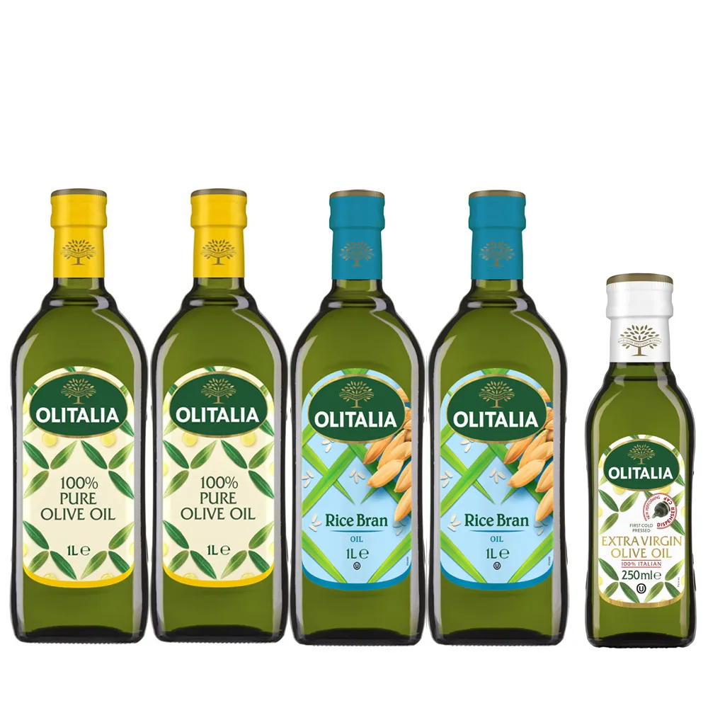 【Olitalia 奧利塔】純橄欖油1000mlx2瓶+玄米油1000mlx2瓶(+特級初榨橄欖油250mlx1瓶)