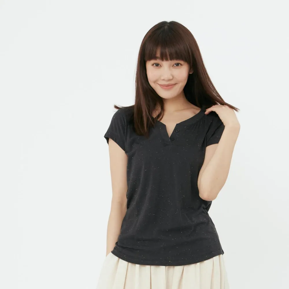 【so that’s me 好我】星彩棉小開襟雙扣T恤上衣(黑)