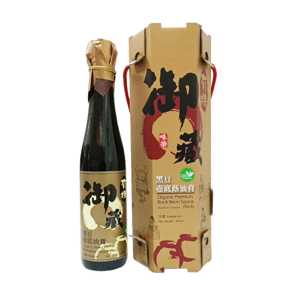 【味榮】御藏有機黑豆壺底蔭油膏420ml(質感金禮盒/年節禮盒)