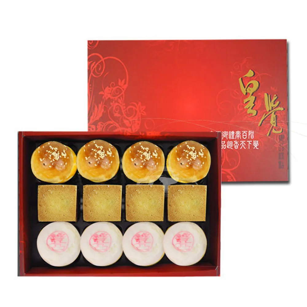 【皇覺】臻品系列-經典酥餅12入禮盒組(綠豆椪-葷+蛋黃酥+鳳梨酥)_年菜 年節禮盒