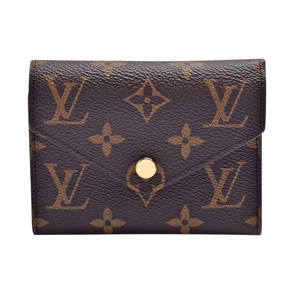 【Louis Vuitton 路易威登】M41938 Victorine系列經典Monogram原花三折暗釦短夾(紫紅)
