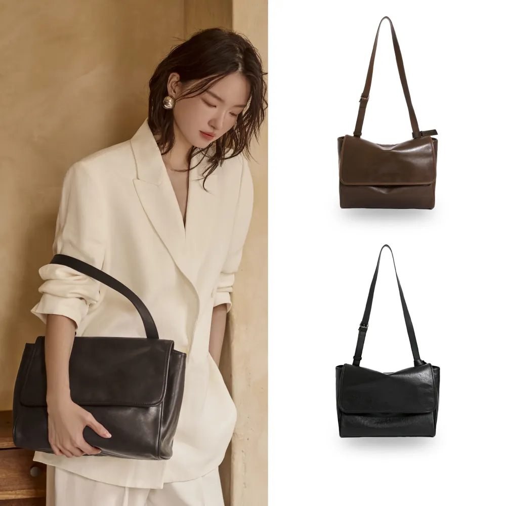 【ZODENCE 佐登司】MYRA植鞣真皮極簡個性長方肩背大包(多色/新品)