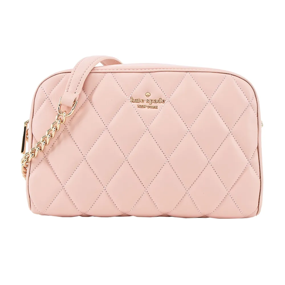 【KATE SPADE】carey小香風衍縫拉鍊斜背包(迷你/粉)