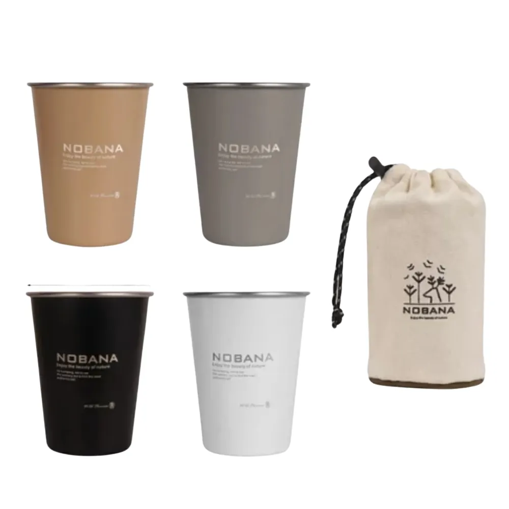 【May Shop】兩入組 戶外野營杯4件套304不銹鋼杯露營套杯