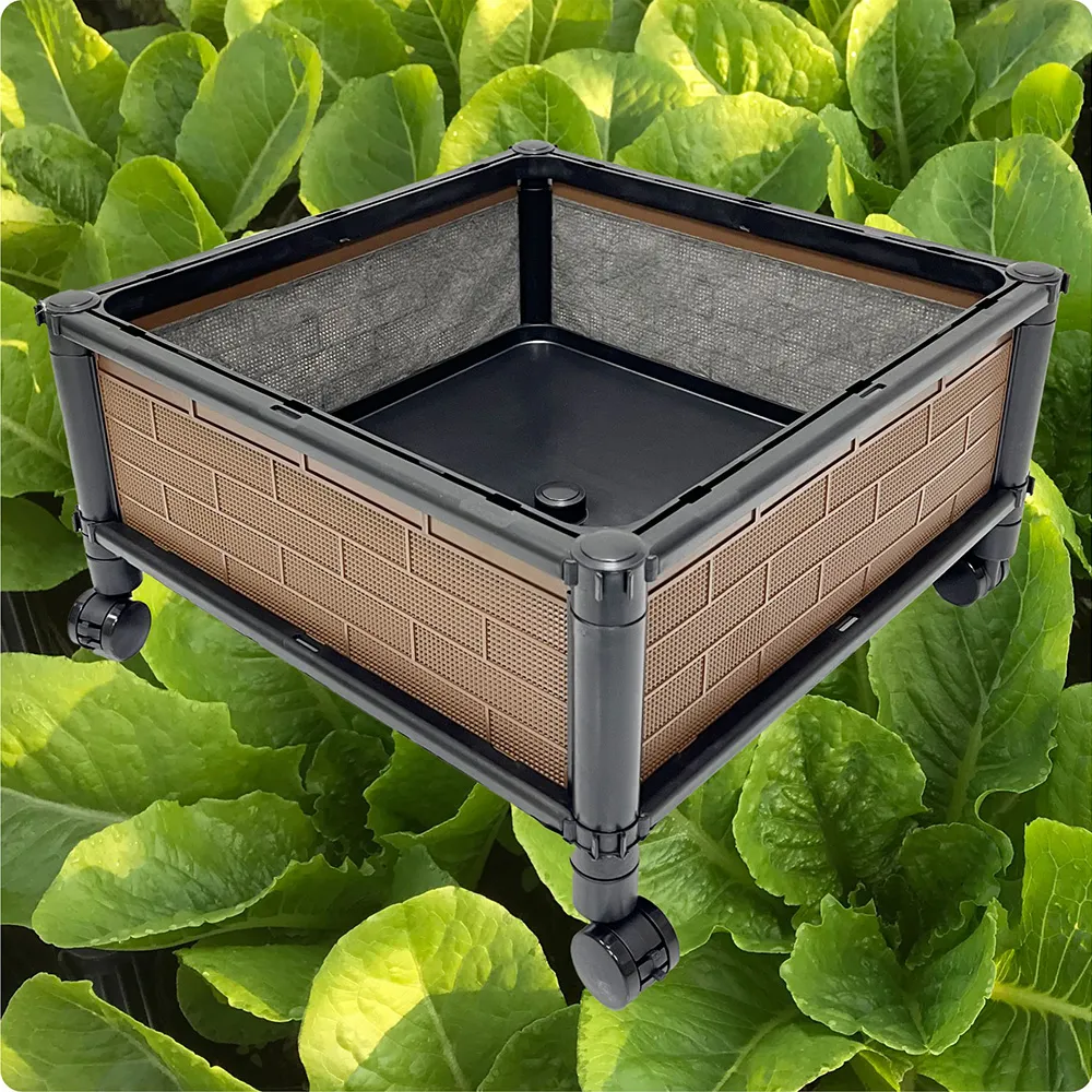 【田園樂】育材正單層種植箱加尼龍輪(正方形底盤種植箱、種菜箱45*45*27cm)