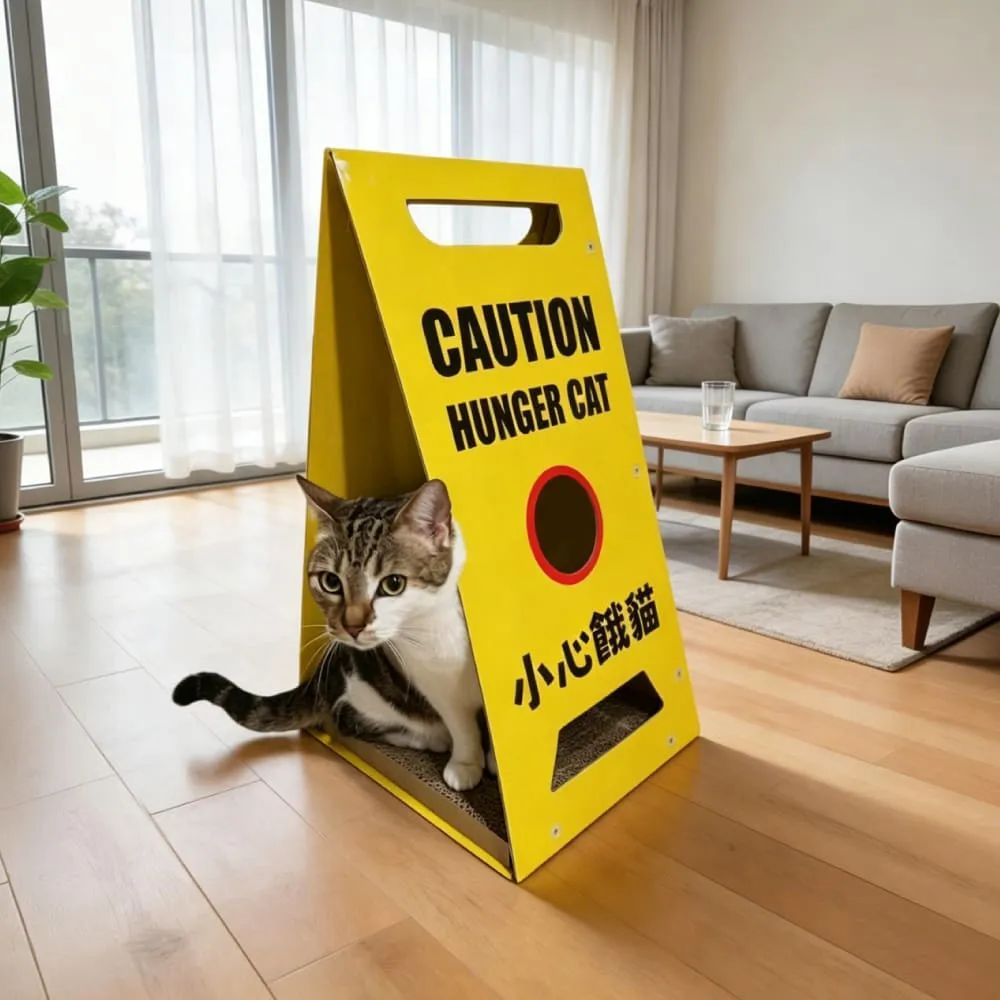 【Co.Co.Cat 酷酷貓】警示牌貓抓板-100%台灣製紙箱貓抓板