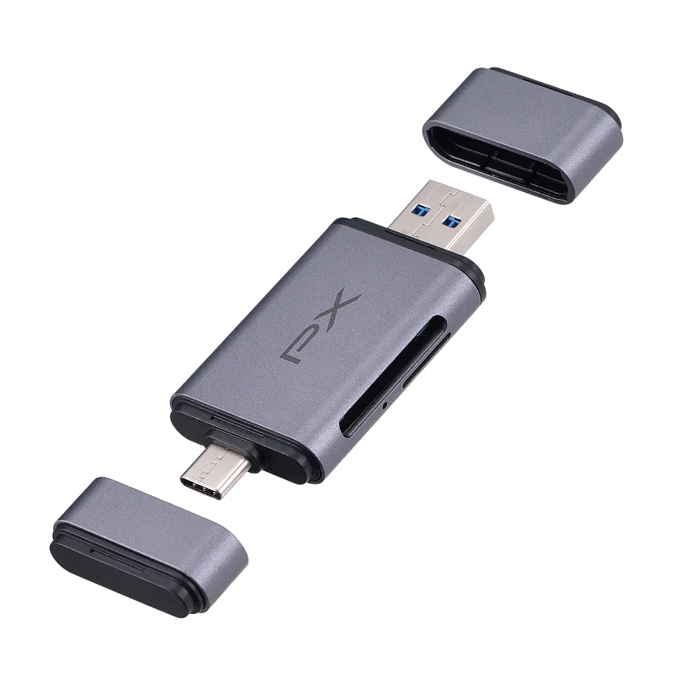 【PX 大通】★CS4-D Type-C/USB-A 轉 SD/TF4.0雙介面2合1高速讀卡機 (SD/micro SD雙用/312 MB/s傳輸速度)