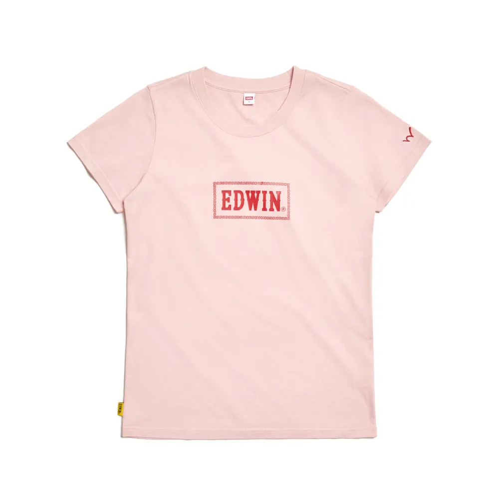 【EDWIN】女裝 白沙屯媽祖保庇短袖T恤(淡粉紅)