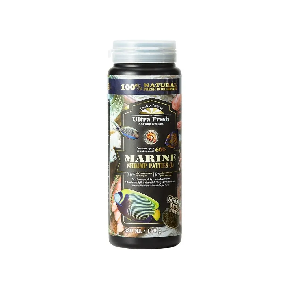 【鮮蝦食譜】大型挑嘴 海水熱帶魚-全營養魷魚大蒜鮮蝦堡330ml(倒吊魚 神仙魚 海水魚飼料 大型海水魚飼料)