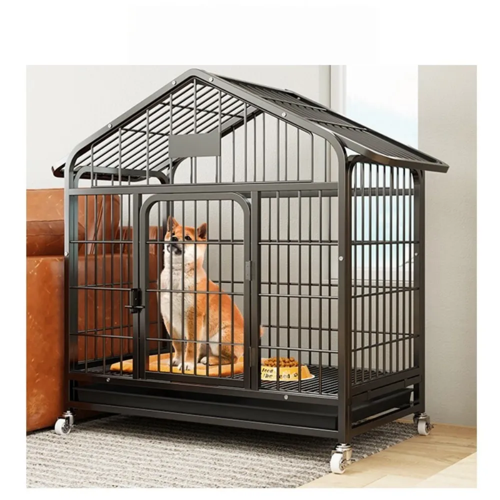 【匠俱】籠子85x59x94cm 小中型犬方管狗籠 屋檐式狗別墅 家用狗房子 帶鎖萬向輪 加固防越獄