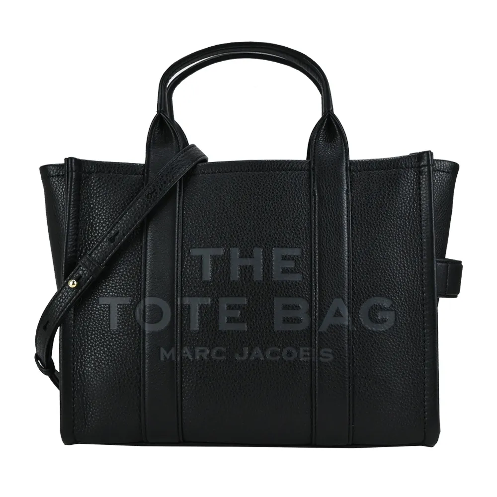 【MARC JACOBS 馬克賈伯】The Leather TOTE 皮革兩用托特包(小/黑)