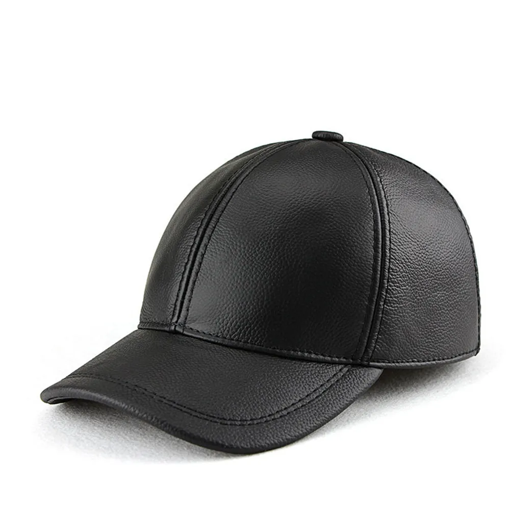 【巴黎精品】現貨+預購 棒球帽鴨舌帽真皮皮帽(休閒百搭保暖圓頂牛皮男女帽子2色v1at36)