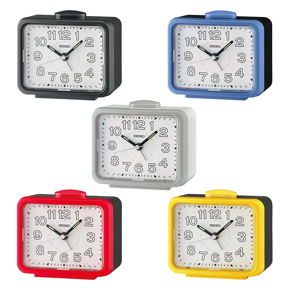 【SEIKO 精工】滑動式靜音秒針 大數字鬧鐘-5色可選 雙11 送禮(QHK061系列/速)