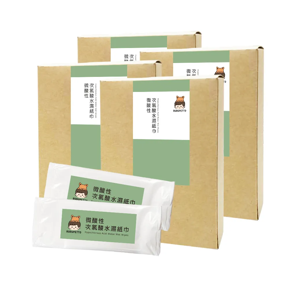 【BUBUPETTO】毛小孩次氯酸水濕紙巾24片-4盒組(次氯酸水 衛生 居家 貓 狗 毛小孩)